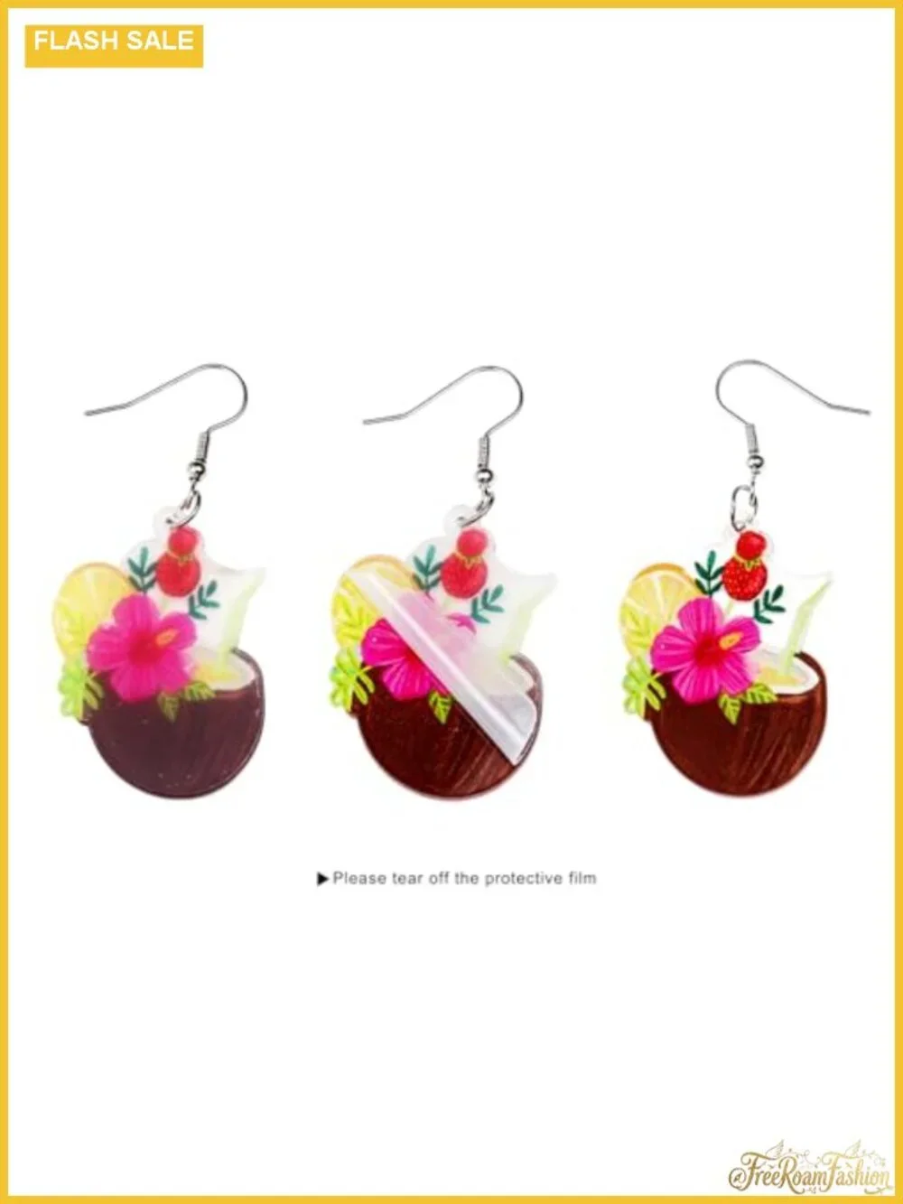 Acrylic Wineglass Drop Dangle Earrings Pierced Summer Beach Party Jewelry